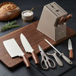 15 Pieces Knife Sets for Kitchen with Block, Dishwasher Safe Kitchen Knife Set with Built in Sharpener Block, German Stainless Steel Kitchen Utensils Set