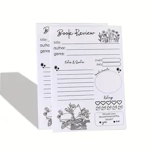 2-Pack Rectangular Self-Adhesive Book Review Notepads, 30 Sheets Each, Journal Bookmark Notebook for Reading Note Taking, Guided Journal, Perfect Gift