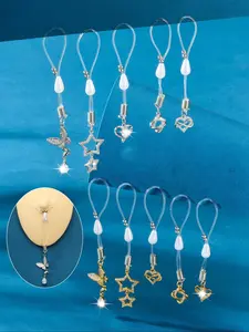 Fashionable Fake Nipple Rings, Non Piercing Nipple Silicone Noose, Adjustable Dangle Butterfly Heart Star Cubic Zirconia Nipple Rings, Body Jewelry for Women