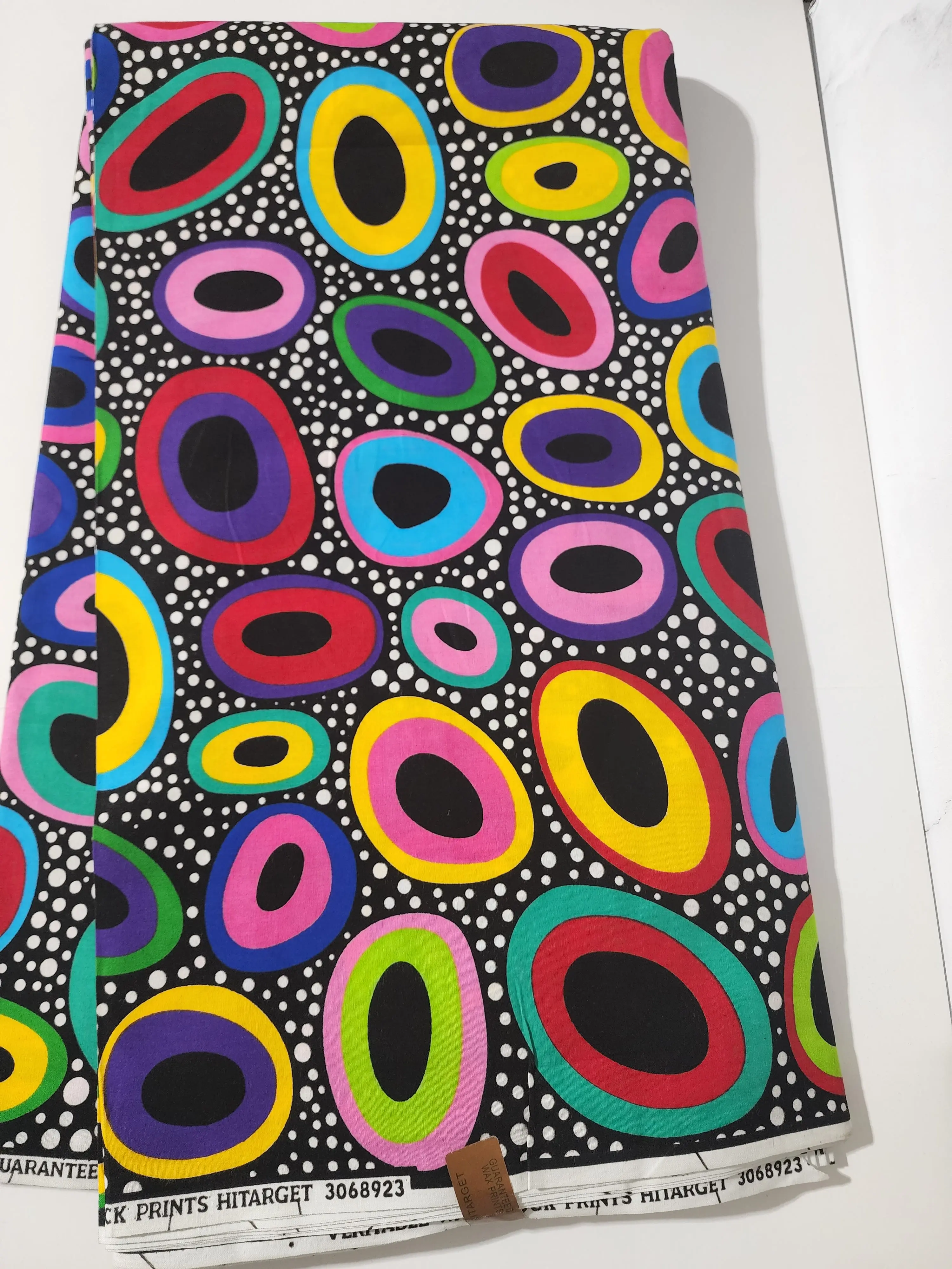 100% Cotton Black Multicolor African Print Fabric - Ankara Fabric AF386, for Home Room House Decor, Headwrap Sewing Supplies