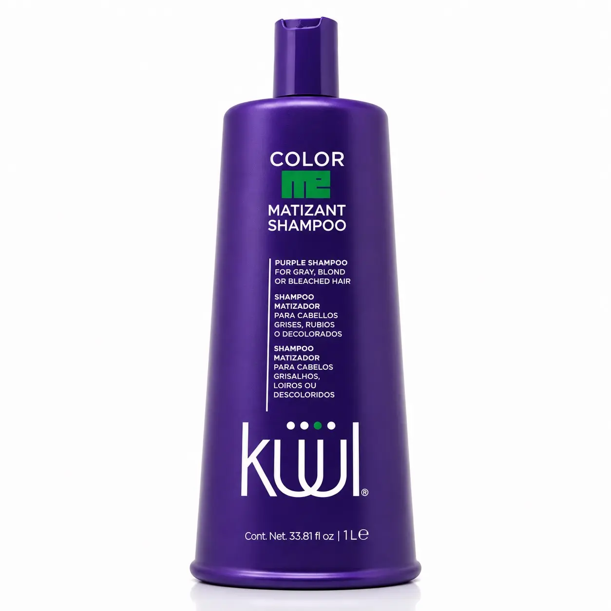 KUUL Color Me Matizant Purple Shampoo - Salon-Grade Lightweight Amino Acid Toning Color Safe Cleanser, Blonde Hair Care with UV Protection to Neutralize Brassiness, 1L for Shiny Bleached Hair, Shiny Hair