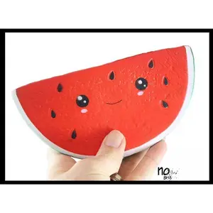 NoBull Squishy Slow Rise Watermelon Slice Scented Sensory Stress Fidget Toy for Kids 3-4 Years Ultra Soft Foam Squishie 6x3.25x2 inches China Made