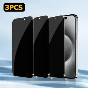 3 Pack Privacy Screen Protector for iPhone 16/15 Series - Anti-Spy Tempered Glass with HD Clarity & Anti-Scratch - Compatible with iPhone 16 Pro Max/15 Pro Max/Plus/Pro (9H Hardness, Easy Install) Cover Protective