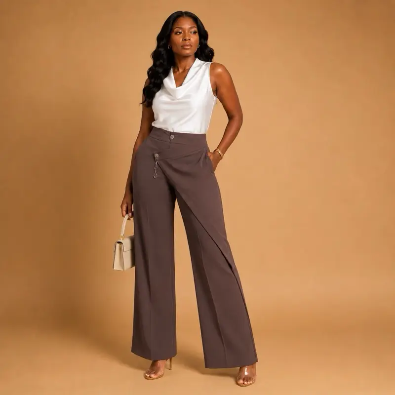 Aster Wrap Pants – Chocolate Brown