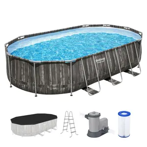 Bestway Power Steel 20' x 12' x 48" Oval Above Ground Outdoor Swimming Pool Set