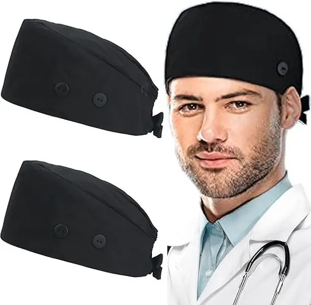 2Pcs Working Caps with Button and Sweatband, Adjustable Working Hats for Women Men, One Size(Tie Back or Toggle) - Home Improvement.