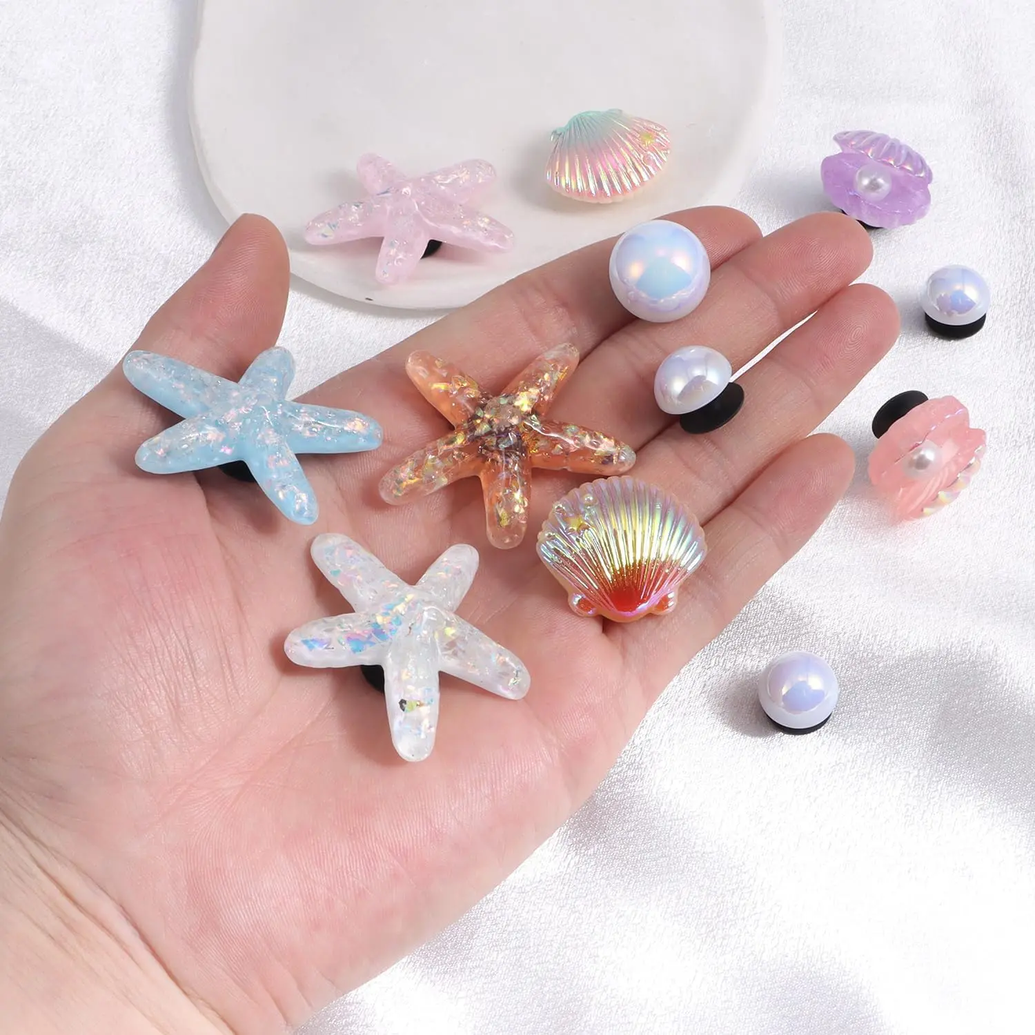 h-7 Summer Beach Theme Set: This shoe charm set features starfish, seashells and pearl accents, capturing a fresh beach vibe to personalize your Bling Shoe Charms for Women, Shoe Charms for Sneakers, Sandal Sneaker Shoe Sharms, Shoe Decoration Charms h-7 Summer Beach Theme Set: This shoe charm set features starfish, seashells and pearl accents, capturing a fresh beach vibe to personalize your Bling Shoe Charms for Women, Shoe Charms for Sneakers, Sandal Sneaker Shoe Sharms, Shoe Decoration Charms