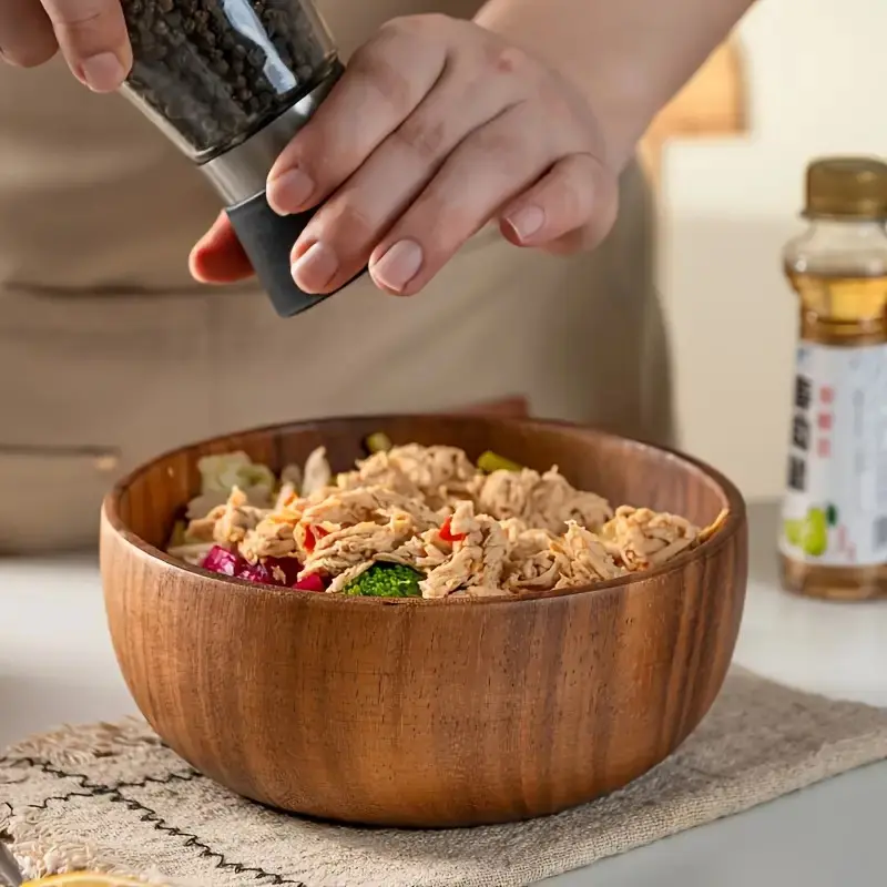 Handmade Natural Wood Bowl, Food Grade Oil Coating, Eco-Friendly Dinnerware, Salad/rice/soup Bowl, Unique Wooden Texture Design, Salad Serving Bowls, Kitchen Bowls, Wooden Bowls for Food