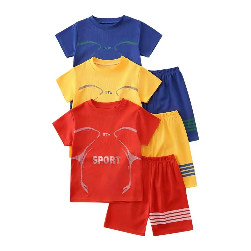 #SummerVibes 6-piece boy summer fashion sports suit jogging quick-drying T-shirt and basketball shorts light fashion suit Athletic Sporty