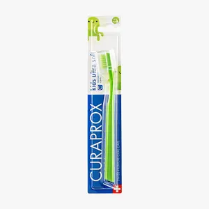 CURAPROX CS Kids Ultra Soft & Gentle Toothbrush for Ages 4-12 Compact Octagonal Handle Gum-Friendly Design 5500 Curen Filaments .09mm Each