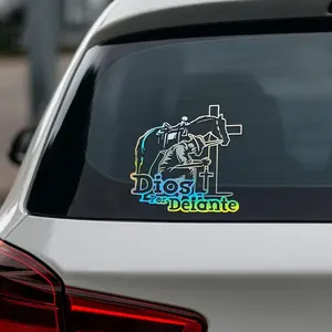 Dios Por Delante-Transparent Reflective Car and Motorcycle Decal, Rear Window High-Definition Decoration Sticker。
