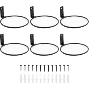 6 Pack 8 Inch Heavy Duty Metal Wall Mounted Plant Hanger Flower Pot Holder Ring Planter Hooks Bracket for Indoor Outdoor Use