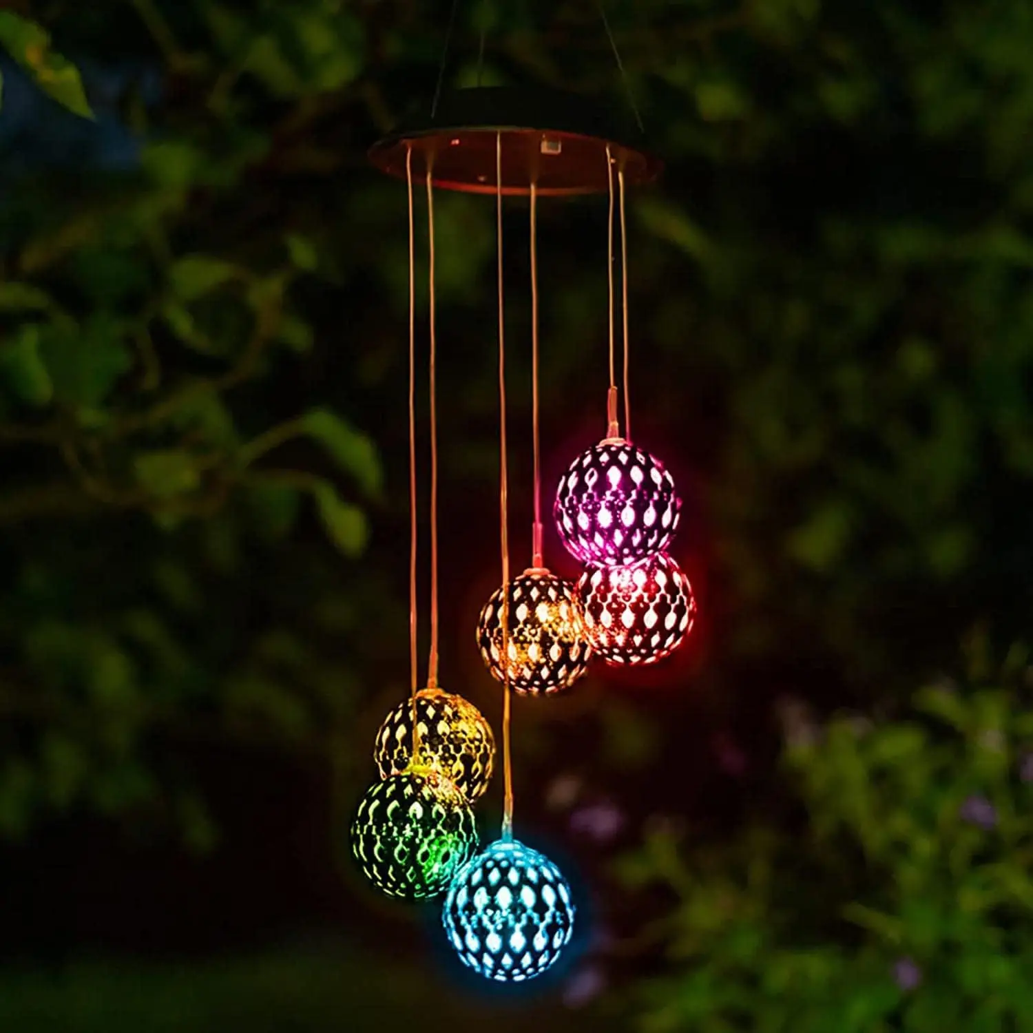 Touch Of ECO Solar RGB Metal Orb Wind Chime Mobile - Color Changing , Outdoor, Weather Resistant - for Home, Garden, Decoration, Trees, Patio, Deck