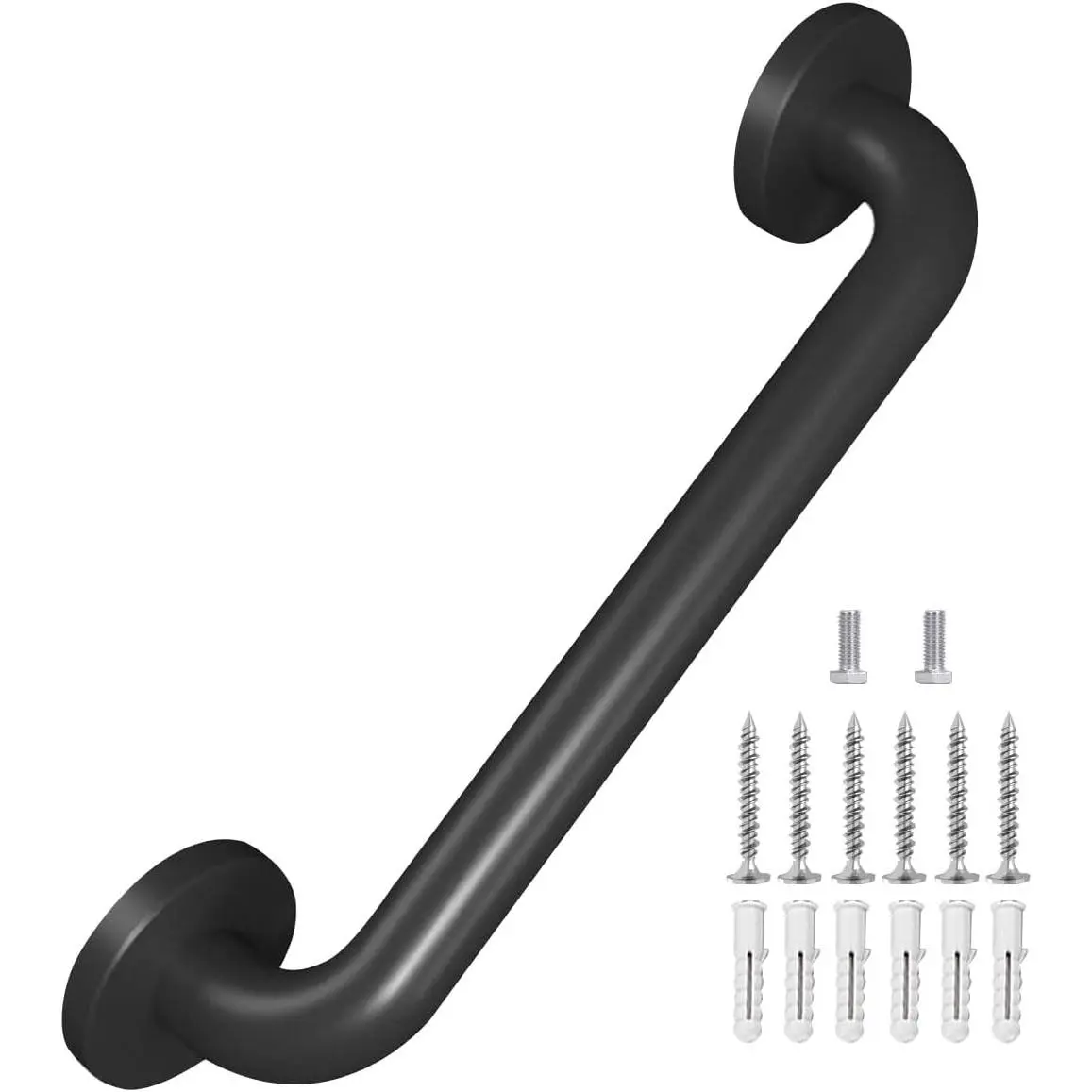 Metal Industrial Stair Handrail Wall Grab Bar Stair Step Indoor Outdoor Deck Handrail Safety Grab Bar (Matte Black) Stair Handle Bar Wall Elderly Grab Frame Tube (12 Inches 1 Piece)