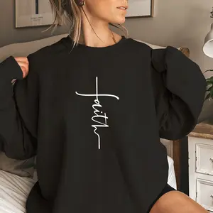 Faith Cross Sweatshirt, Love and Grace Sweatshirt Graphic Sweatshirt Long Sleeve Tops Pullover Fall Outfit Sweatshirt for Women Long Sleeve Shirts Crewneck Fashion Outfits 2025 Trendy Tops Unisex Sweatshirts