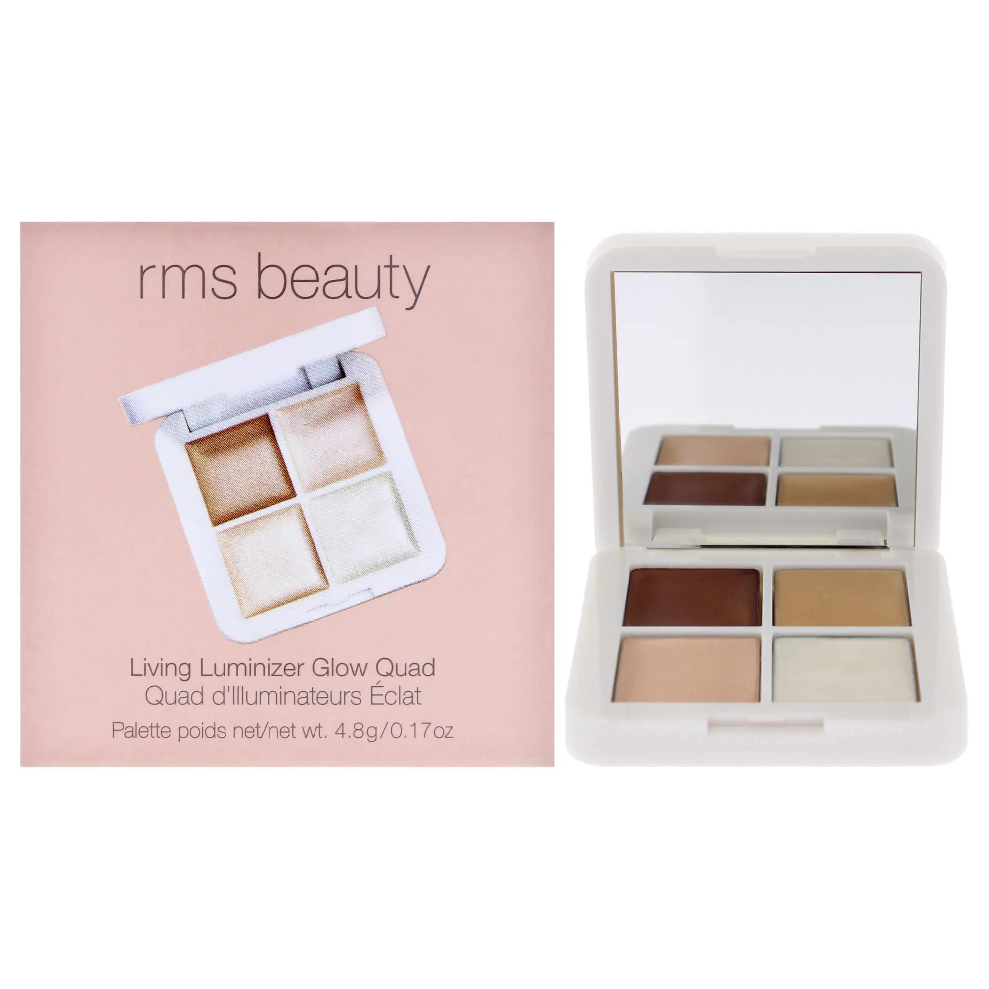 Women's Living Luminizer Glow Quad Highlighter Makeup Palette by RMS Beauty - 0.17oz, Compact, Natural Look, Lightweight, Accentuate Face (Beauty & Personal Care), Quad Palette