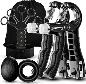 5-Pack Adjustable Silicone Strength Training Equipment Set: Forearm Grip Strengthener, Finger Exerciser, Finger Stretcher, Grip Ring, Counting Stress Relief Ball for Home Workouts [New Deal]