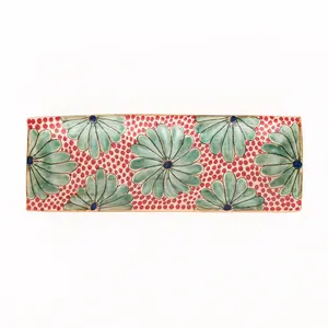 Daisy Long Ceramics Tray in Red, from Kiliim