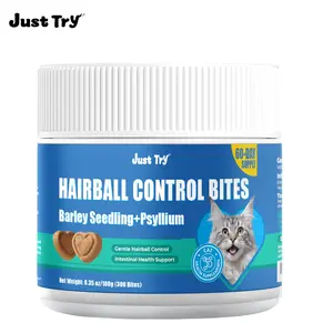 JustTry Hairball Relief Cat Treats with Pumpkin & Omega-3 –  Digestive Support Soft Chews, Chicken Flavor Hairball Control for Cats, 300 Count"