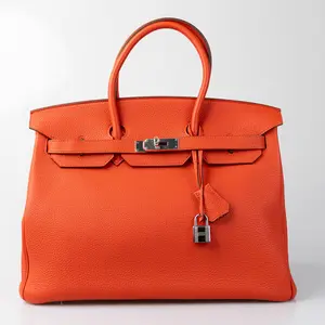 Pre-owned HERMÈS Leather Shoulder Bags Hermes Birkin 35 Rouge Tomate Togo PHW IB26030144