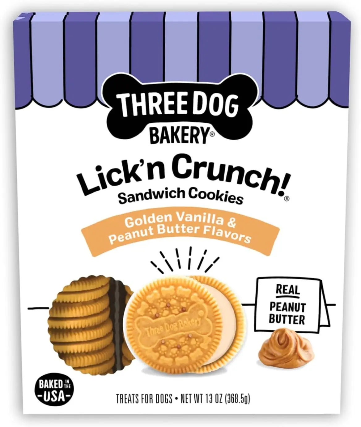 Classic Cremes Baked Dog Treats, Golden with Peanut Butter Filling, 13 oz,Brown