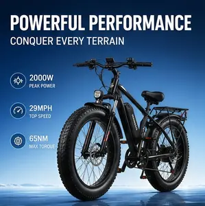 ebike | Peak Power 2000W | Full Suspension | Top Speed 29MPH | Range 35Miles | 48V 15Ah Removable Battery | 2Seater Design | LED Headlights | 26-Inch All-Terrain Fat Tires | UL 2849 Certified ebike quick e bike
