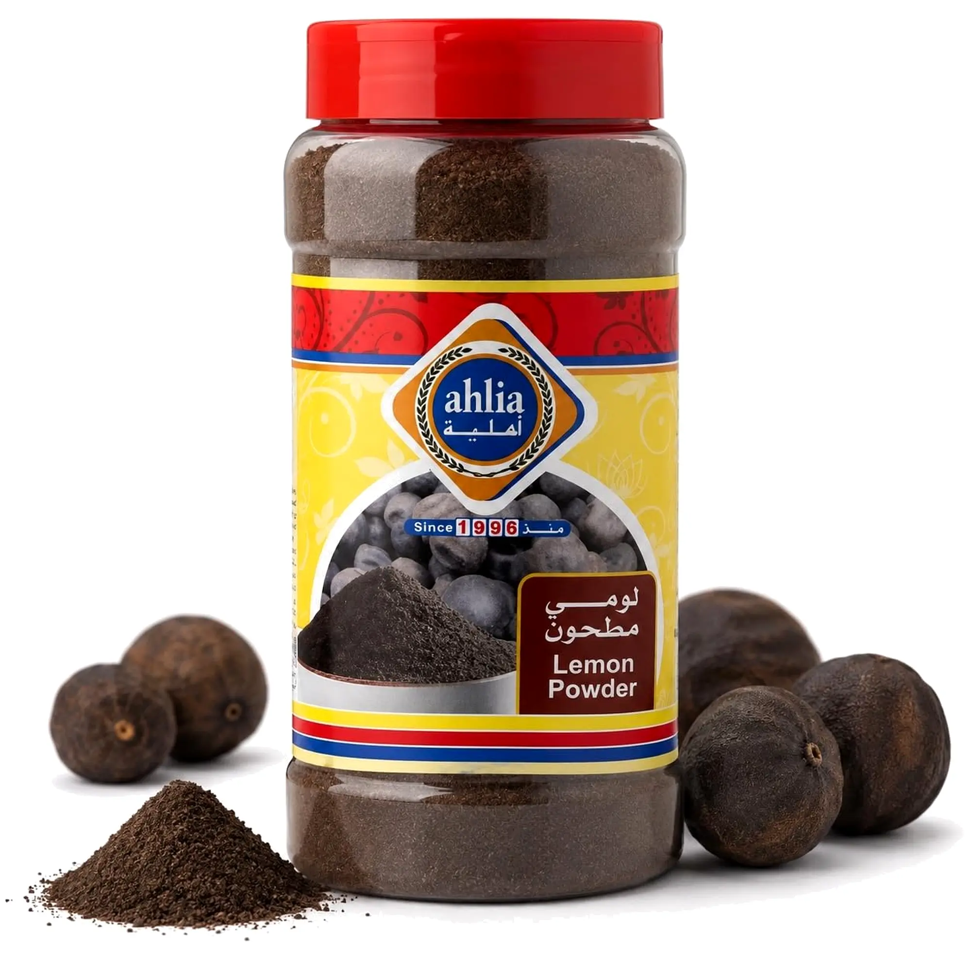 Ahlia Sugar Free Ground Black Lime Powder, 7 oz (200g) Ambient Dried Lemon-Flavored Dried Herbs, Loomi Omani-Noomi Basra Spice for Middle Eastern Cooking (Ground Form)