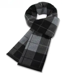 Plaid Wool Blend Men's Scarf - Winter Warm Versatile 32x180cm Unisex Accessory Soft Sturdy Knit for Fall & Cold Days