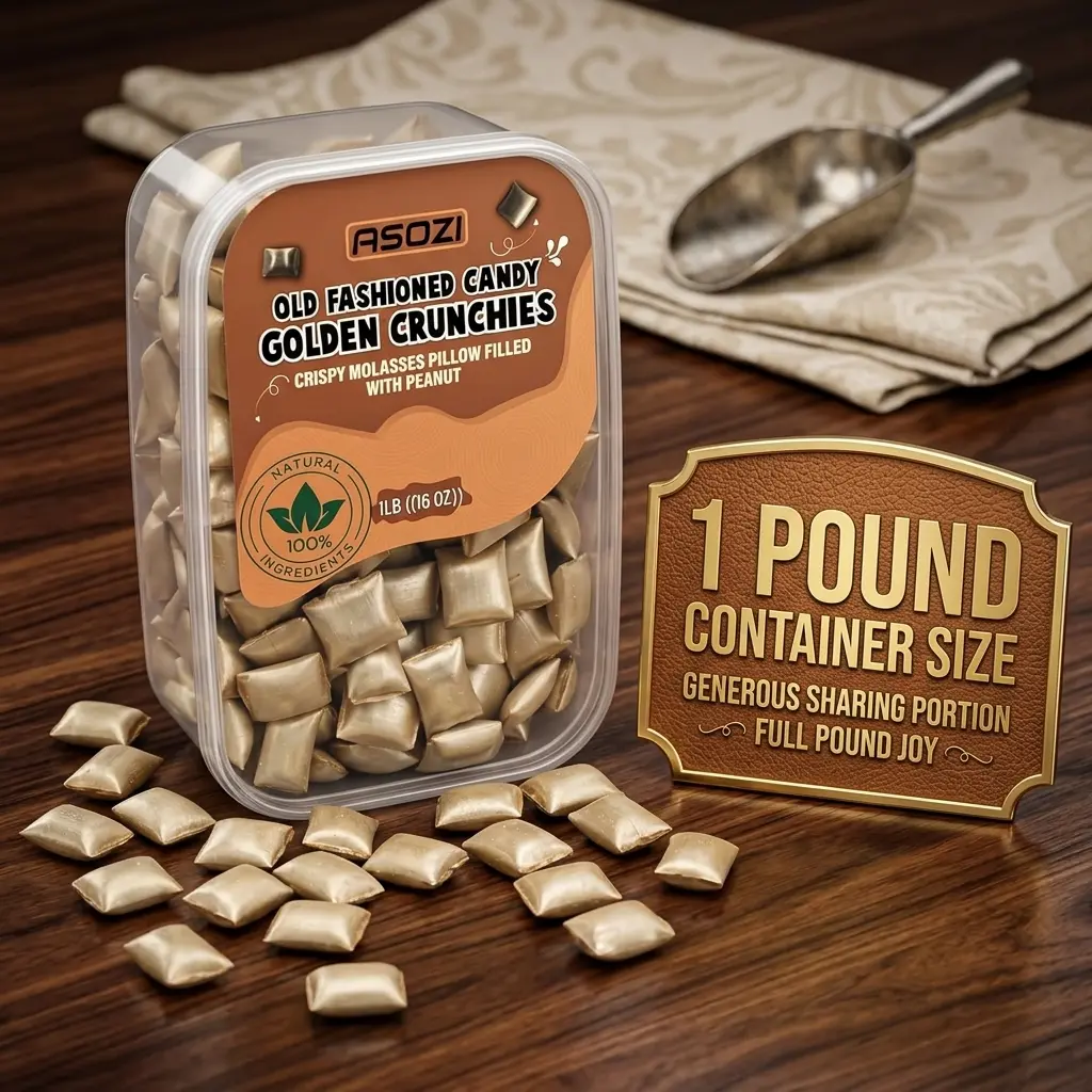 Peanut Butter Pillows Old Fashioned Candy-1lb Golden Crunchies Molasses Peanut Butter Candies, in Resealable Bags - Perfect for the Holidays and Gifts 16oz by ASOZI