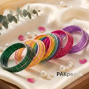 12-Pcs Raindrop Glass Bangles Set | Traditional Indian Stacking Jewelry