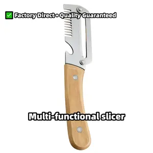 3 In 1 Stainless Steel Peeler Wooden Handle With Bottle Opener Anti-Slip For Fruit Vegetable Potato Pumpkin Pineapple Kitchen Tool