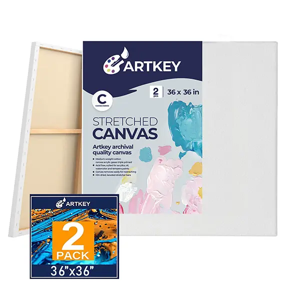 Large Canvas for Painting 36x36 Inch 2-Pack, 12.3 oz Triple Primed 100% Cotton Stretched Canvas, Blank Large Canvases for Oil Paint Acrylics Pouring & Wet Art Media