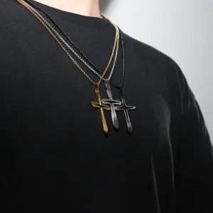 Premium Cross Necklace - Made with Pure Stainless Steel Cross Pendant Cuban Chain 3.5mm and 60cm
