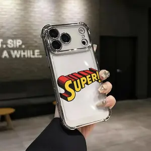SUPER Phone Case for iPhone 17 AIR 17 PRO 16 PRO 15  PRO MAX  14 PLUS 13 PRO 12 11 series (silicone softshell) airbag anti-drop and shockproofmobile phone protective case, Tpu, Drop Resistant