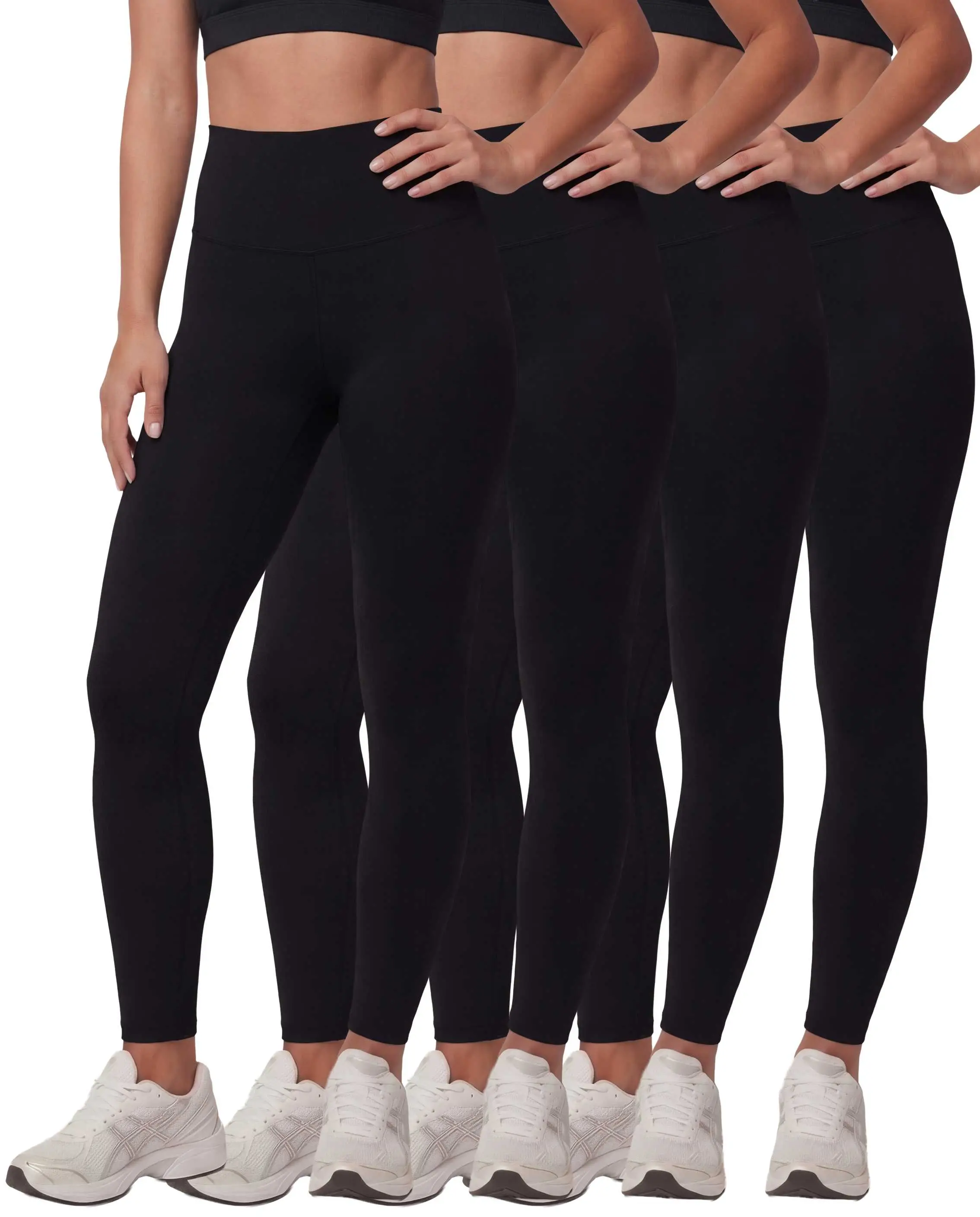 Real Essentials 4 Pack: Women's Workout Athletic Leggings Yoga Pants Tummy Control High Waisted Running Gym Pilates Soft Tight Sports Pants Shaping Training Leggings
