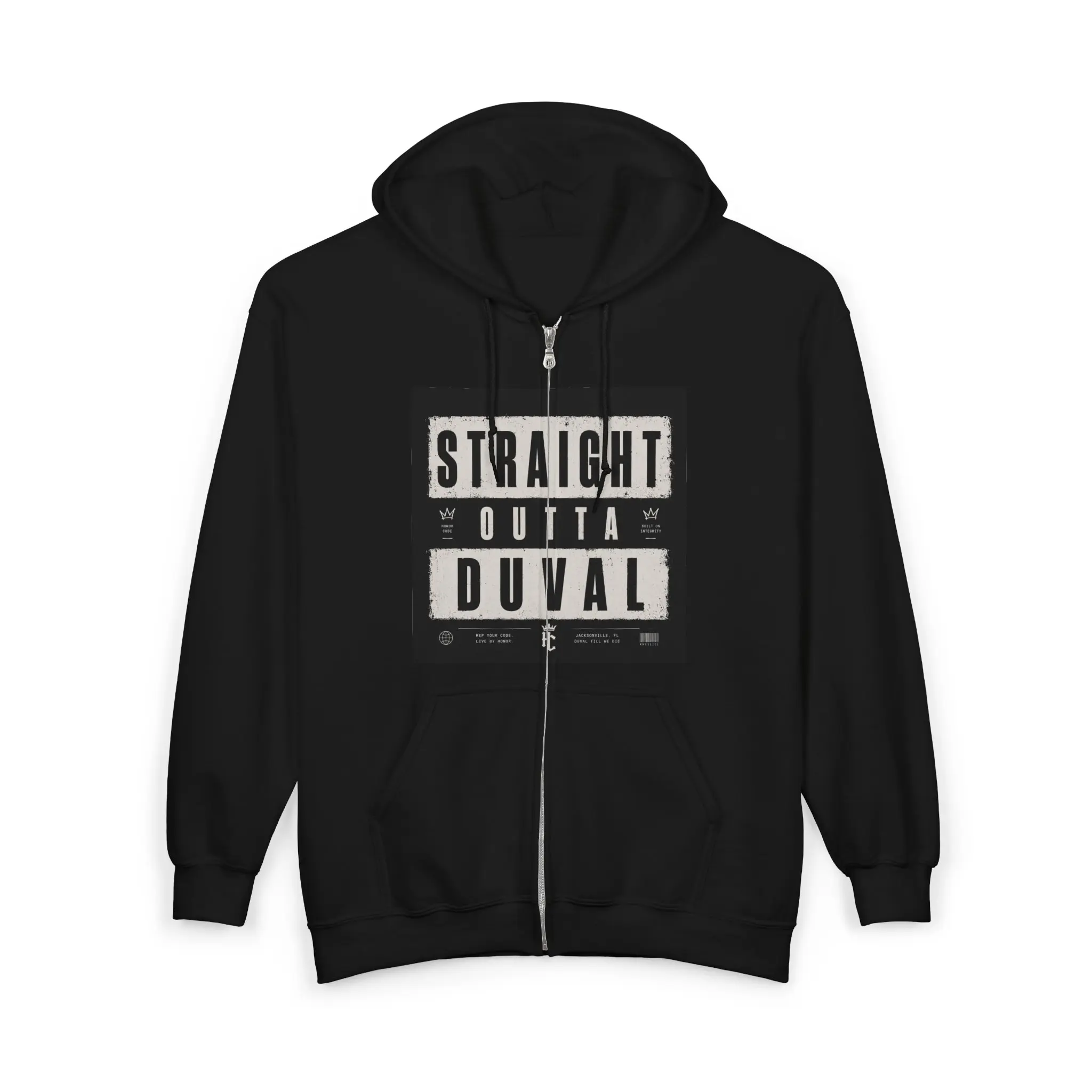 Straight Outta Duval Full Zip Hoodie | Jacksonville, FL Duval County Graphic Hoodie