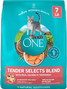 Purina ONE Natural Dry Cat Food, Tender Selects Blend With Real Salmon - 7 lb. Bag