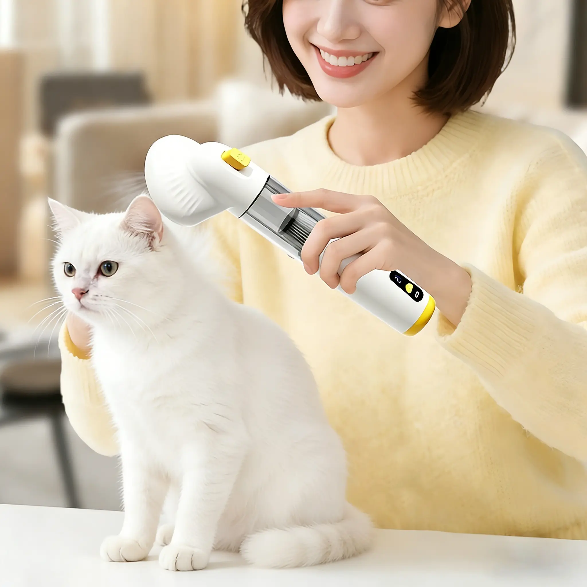 Pet Grooming Hair Removal Machine, Cat & Dog Fur Cleaner, Automatic Vacuum Attachment, Carpet Bed De-Shedding Tool, Grooming Products