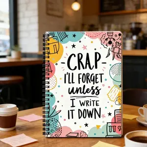 A colorful spiral notebook - "I'll forget the nonsense unless I write it down", with a vivid design, perfectly suitable for planning and keeping a diary. It's an ideal stationery gift for friends and a daily planning notebook.