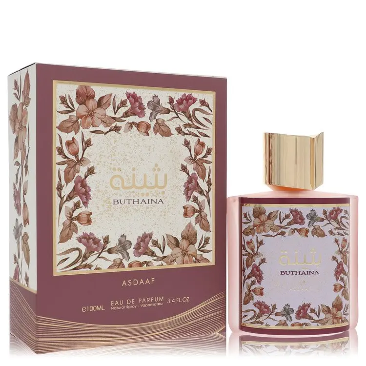 Lattafa Asdaaf Buthaina Unisex Cologne, Uplifting Floral, Spicy, and Woody Oriental Blend, Middle Eastern Arabic Perfume, 3.4 oz