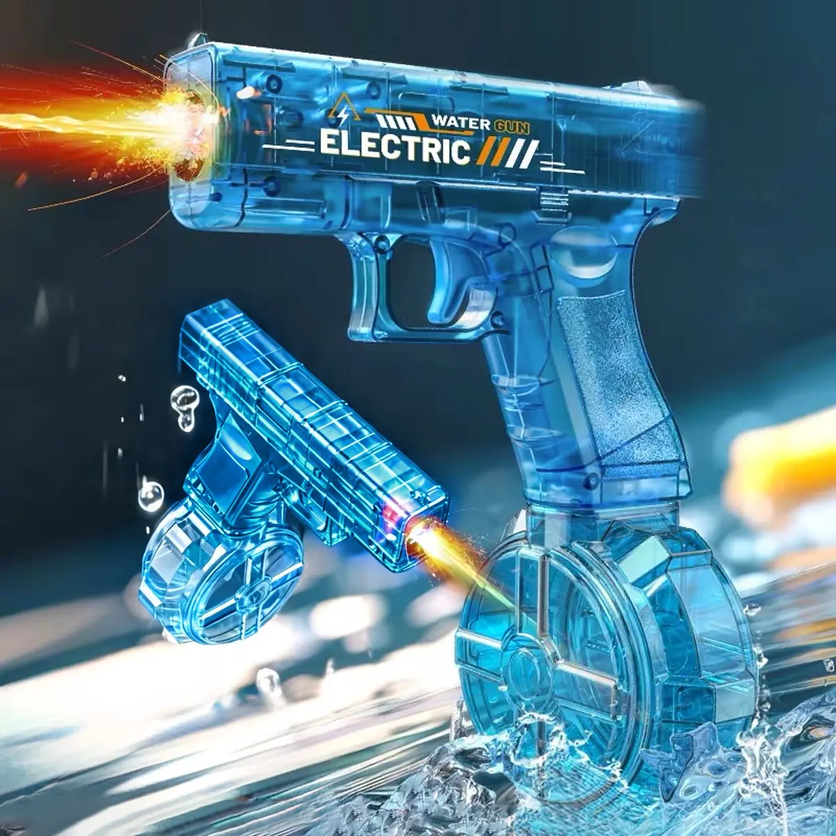 Transparent Tech Style Electric Water Gun, Automatic Continuous Fire, Large Capacity, LED Lights, Summer Outdoor Pool Toy, Watergun