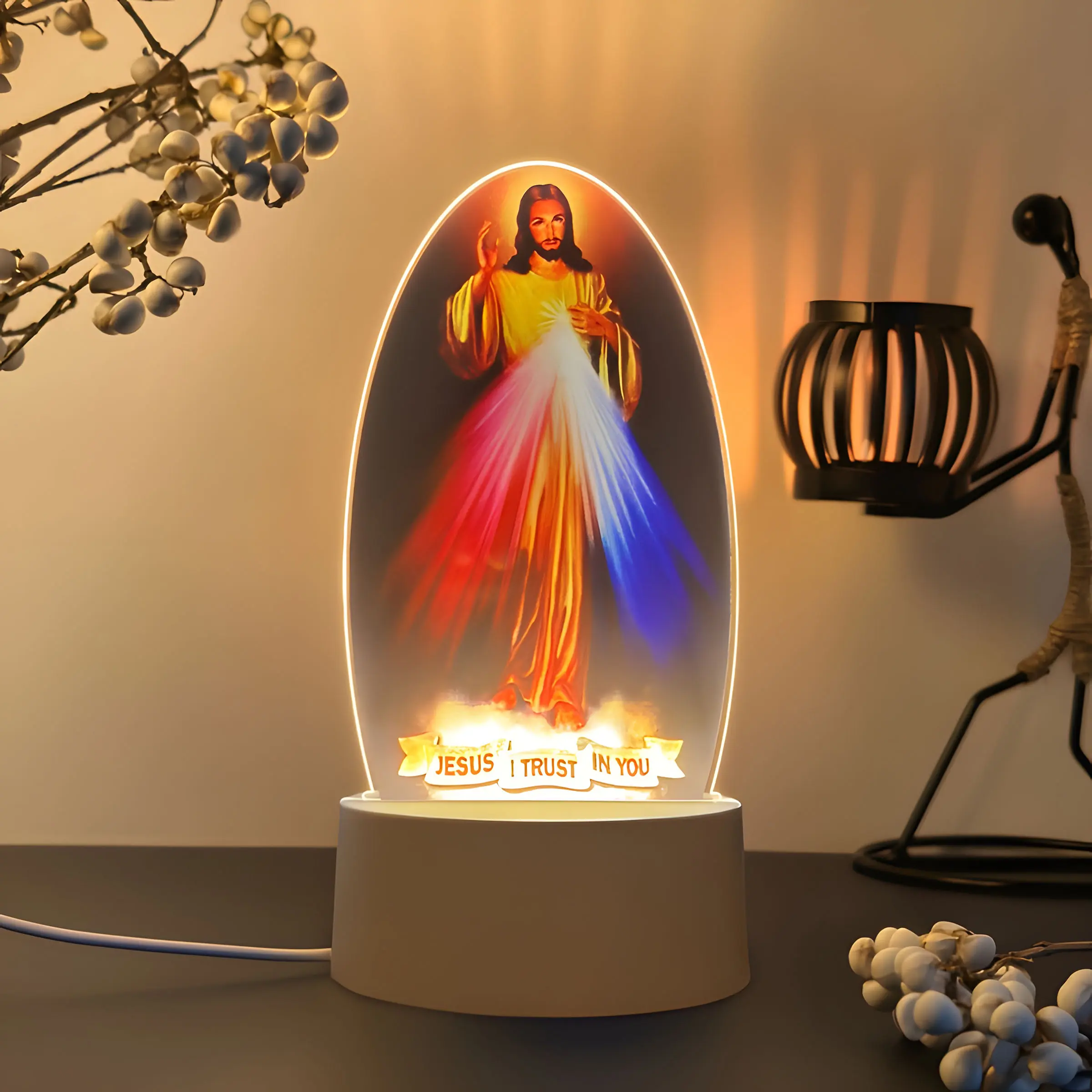 Jesus, Carved Jesus Figure, I Believe You Night Light, Church Memorial Religious Home Decor, Energy Saving LED Desk Lamp, Stylish Religious Decor, Religious Decoration, Gift