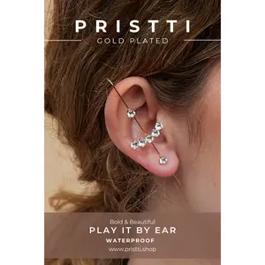 Anaya Wrap Crawler Hook Earrings Gold Pearl Ear Cuffs Hypoallergenic Tarnish Free Rose Gold Plated Stylish Comfortable Fit