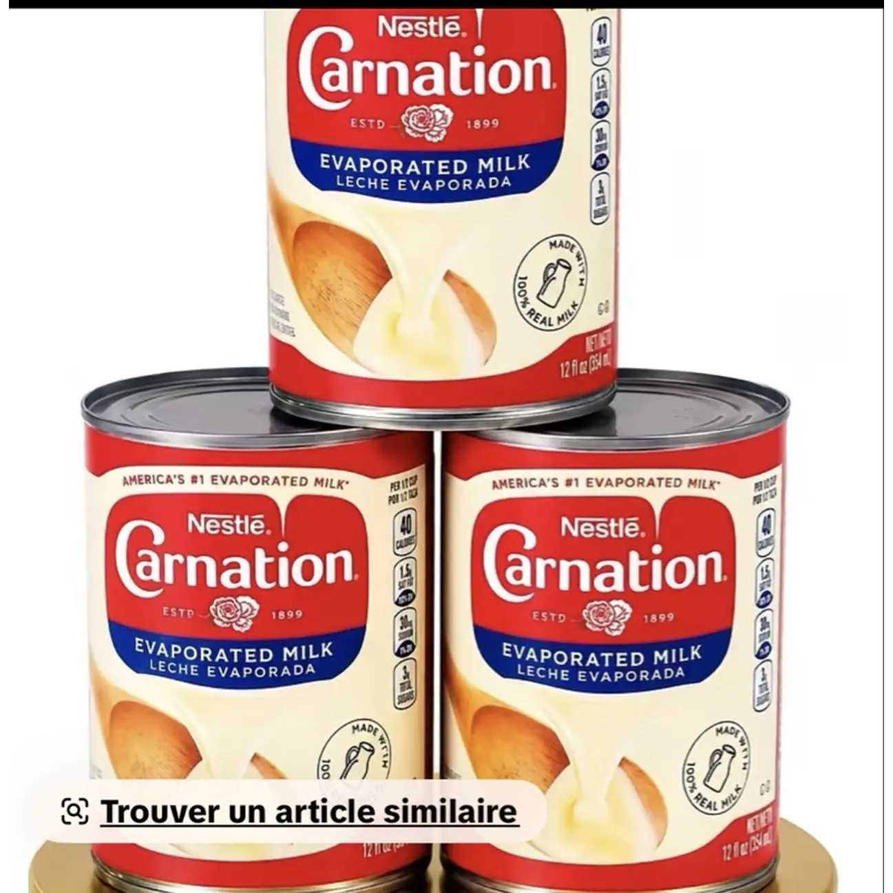 Park of 3 Nestle Carnation Evaporated Milk 12 oz Cans - America's #1 Evaporated Milk for Baking & Cooking