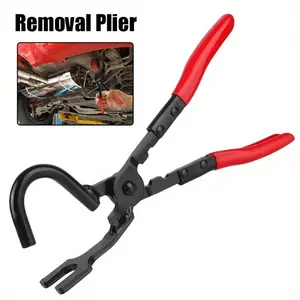 Durable Steel Heavy-Duty Car Exhaust Pipe Removal Pliers with Rubber Pads | Ergonomic Red & Black Design for Secure Gasket & Hanger Installation/Disassembly - Garage Tools, Auto Accessories, Automotive Tool, Robust Tool Design, Sturdy Construction