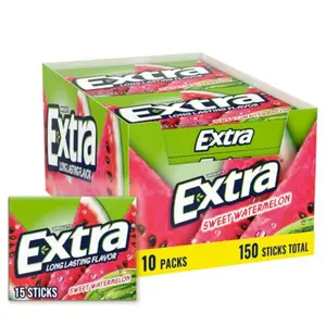 EXTRA Gum Sweet Watermelon Sugarfree, Bulk, Individually Wrapped, Long-Lasting Juicy Watermelon Flavor, Perfect for Fresh Breath at School, Work, and Travel 15 Count, Pack of 10
