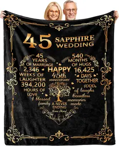 45th Wedding, Gift for 45th Wedding Anniversary,45th Sapphire Wedding Anniversary Couple Gifts for Husband Wife Dad Mom Grandparents 60"X 50" Flannel