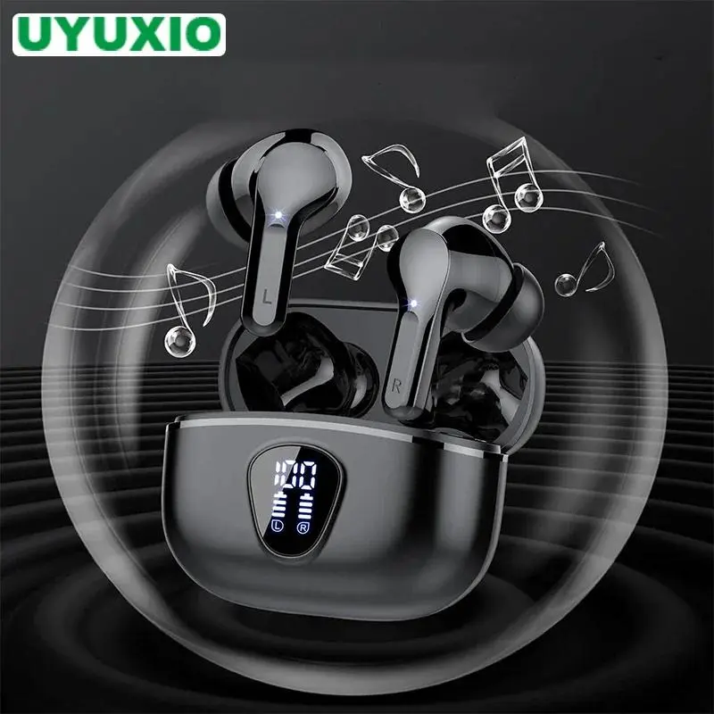True Wireless Earphones, New BT5.3 HiFi Stereo Headphones with ENC Noise Cancellation, 48H Playtime, LED Display, IP7 Water Resistance, Compatible with Audio Electronics Devices