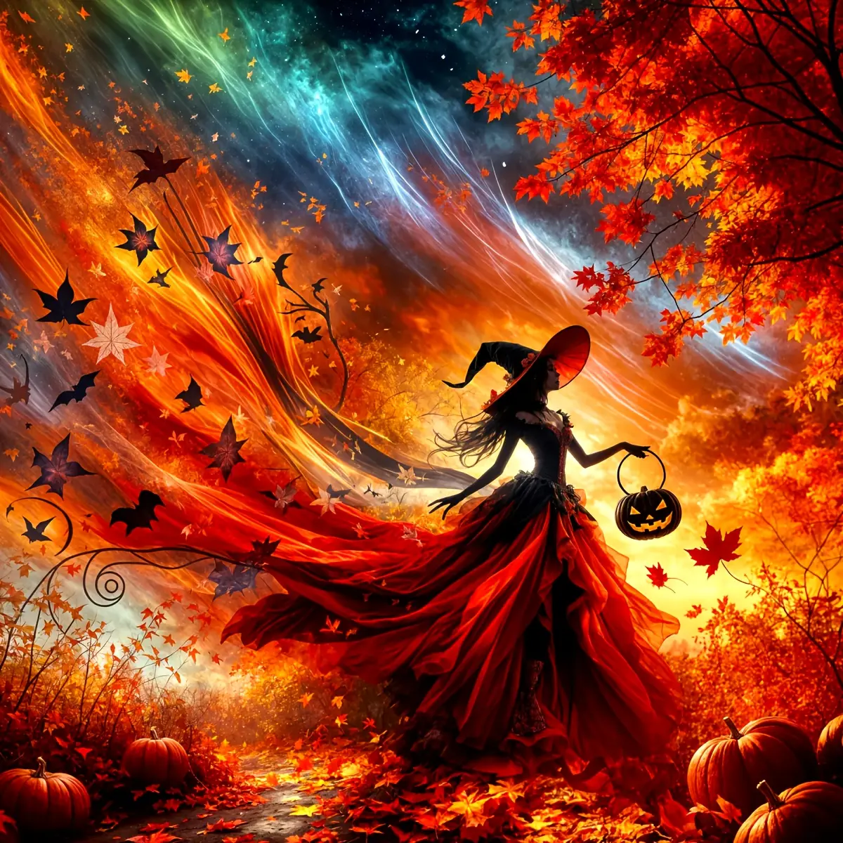 Large-sized Round Diamond Painting Kit, Halloween Witch Scenery, 5D Diamond Painting, Diamond Pattern Design, Rhinestone Mosaic Painting Kit, Beginner's Handicraft, Handcrafted DIY Diamond Painting, Gemstone Art, Home Wall Decoration Halloween Gift