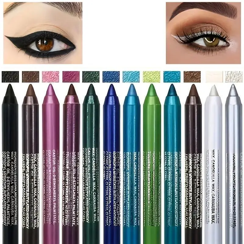 14 Color Glitter Eyeliner Pen, High Color Pearl Gloss Finish Waterproof Smoked Punk Gothic Eyeliner Pen, Makeup, Eyeliner Pencil Set, Makeup Products,